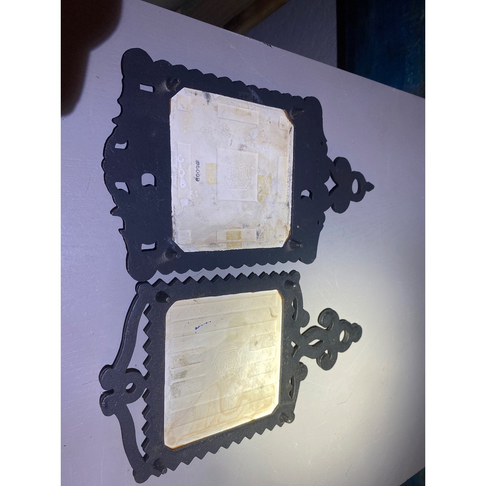 Vintage VEMI Japan CastIron Ceramic Trivet Set Peace & Plenty God Bless Our Home - Picture 3 of 3